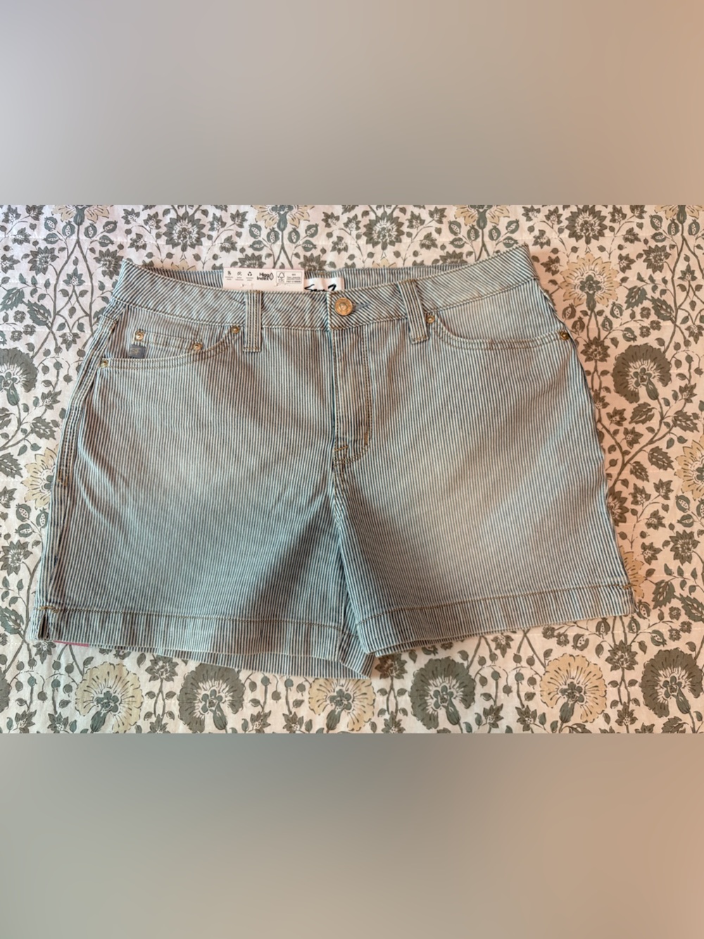 Seven7 Light Blue Pinstripe Jean Shorts